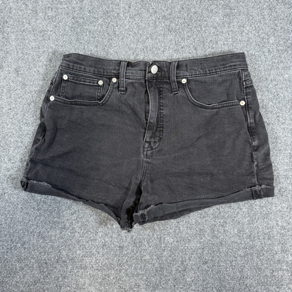 Madewell Jean Shorts Womens 28 (Fits 30) Black High Rise Denim 3" Inseam Stretch